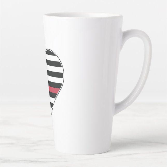 Tasse Latte Drapeau à ligne rouge Cœur (Droite)