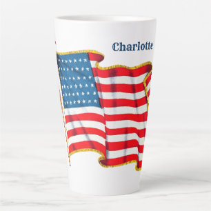 Tasse Latte Drapeau américain patriotique vintage, Quatre juil
