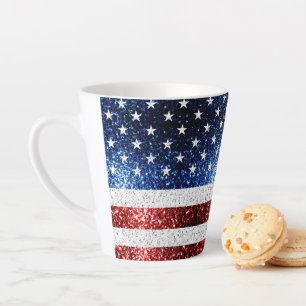 Tasse Latte Drapeau américain rouge blanc brillant parties sci