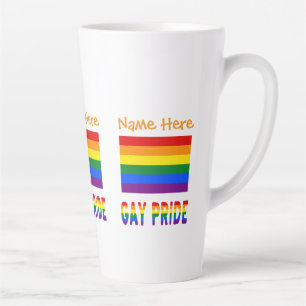 Tasse Latte Drapeau arc-en-ciel personnalisé de la fierté gay