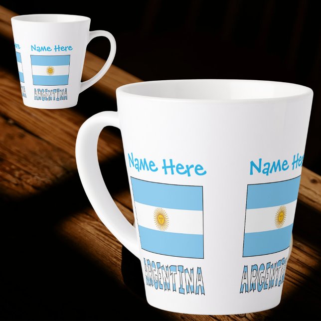 Tasse Latte Drapeau argentin Argentine Personnalisation Bleu  (Créateur téléchargé)