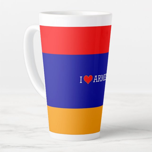 Tasse Latte Drapeau arménien : I Love Armenia, (Angle gauche)
