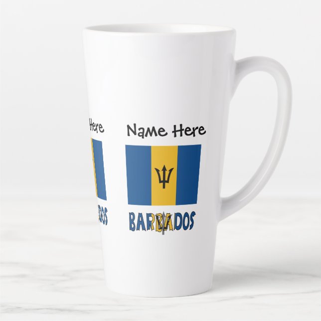 Tasse Latte Drapeau barbare Barbadós Personnalisé (Droite)