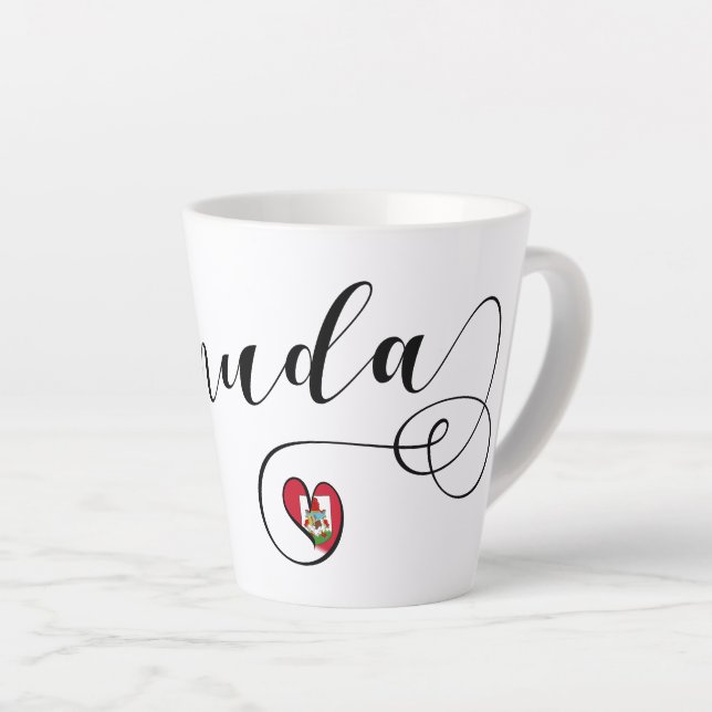 Tasse Latte Drapeau Bermudes Dans Un Coeur (Angle droit)