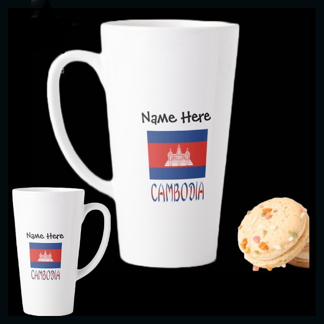 Tasse Latte Drapeau cambodgien Personnalisé Grand Lat (Créateur téléchargé)