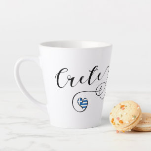 Tasse Latte Drapeau cardiaque en Crète, Grèce, Crétois