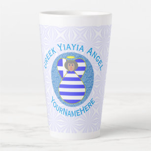 Tasse Latte Drapeau d'ange Yiayia grec personnalisé