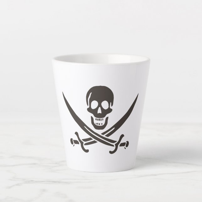 Tasse Latte Drapeau de crâne obsidien Drapeau de pirate Calico (Devant)