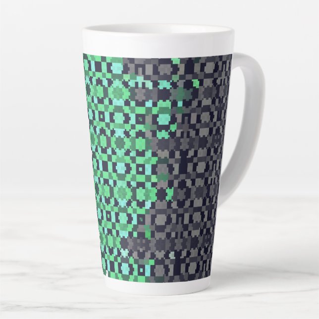 Tasse Latte Drapeau de fierté Neutrois Abstrait Pixelisé Tripa (Angle droit)
