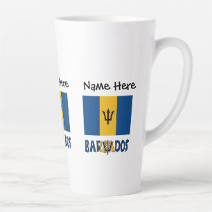 Tasse Latte Drapeau de la Barbade et de la Barbade Personnalis