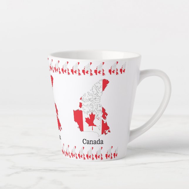 Tasse Latte Drapeau de la fierté canadienne dans la carte (Droite)
