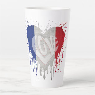 Tasse Latte Drapeau de la France amour