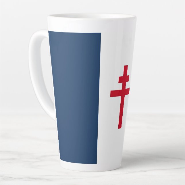 Tasse Latte Drapeau de la France libre (Angle gauche)