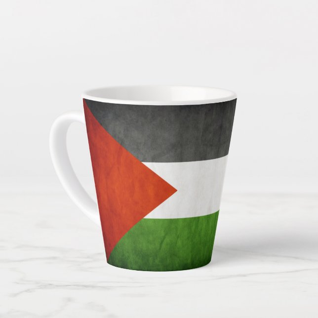 Tasse Latte Drapeau de la Palestine de Grunge (Angle gauche)