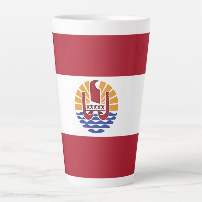 Tasse Latte Drapeau de la Polynésie française (Devant)