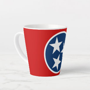 Tasse Latte Drapeau de l'État du Tennessee Bleu Étoiles Blanch