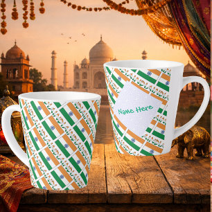 Tasse Latte Drapeau de l'Inde personnalisé en mosaïque