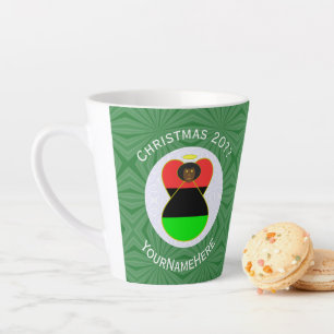 Tasse Latte Drapeau de Noël ange personnalisé de la diaspora a