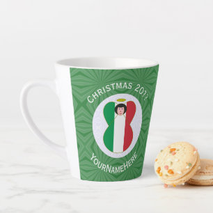 Tasse Latte Drapeau de Noël personnalisé d'ange italien