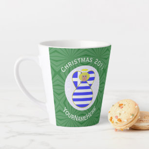 Tasse Latte Drapeau de Noël personnalisé de l'Ange Blond Grec