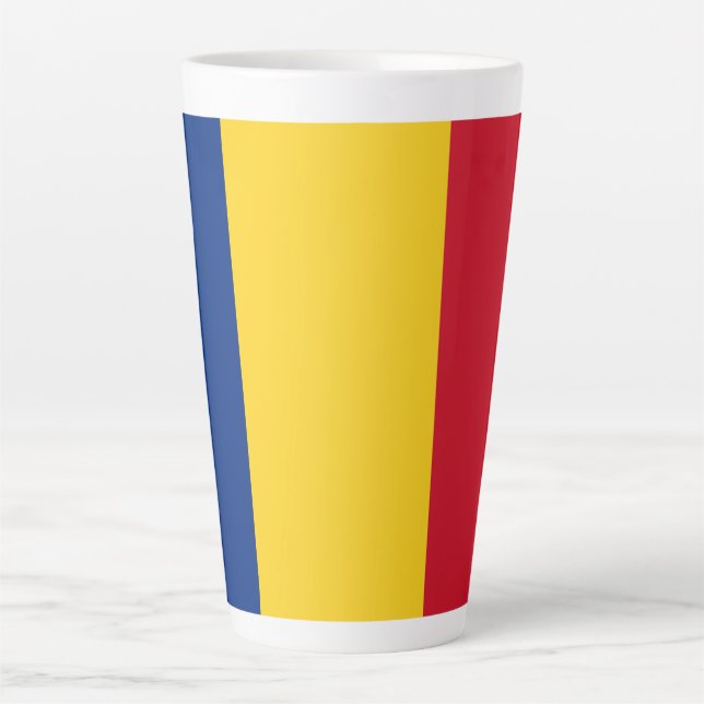 Tasse Latte Drapeau de Roumanie (Devant)