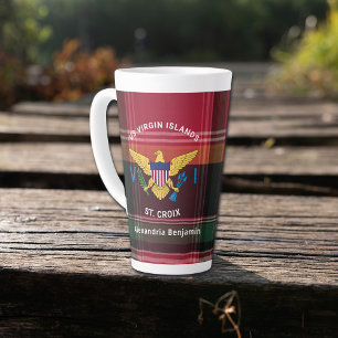 Tasse Latte Drapeau des îles Vierges St Croix Madras Personnal