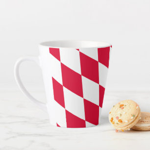 Tasse Latte Drapeau diamant Bavière rouge et blanc