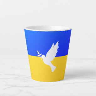 Tasse Latte Drapeau d'Ukraine - Dove of Peace - Freedom - Peac
