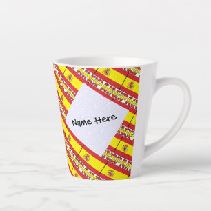 Tasse Latte Drapeau espagnol en mosaïque personnalisé