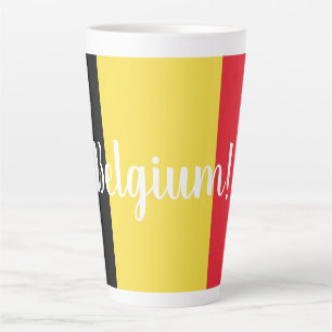 Tasse Latte Drapeau et texte de Belgique