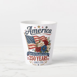Tasse Latte Drapeau Floral 250 Ans d'Amérique