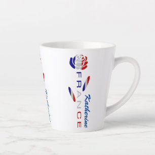 Tasse Latte Drapeau Français Rose Personnalisé Petit