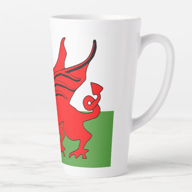 Tasse Latte Drapeau gallois du dragon rouge (Droite)