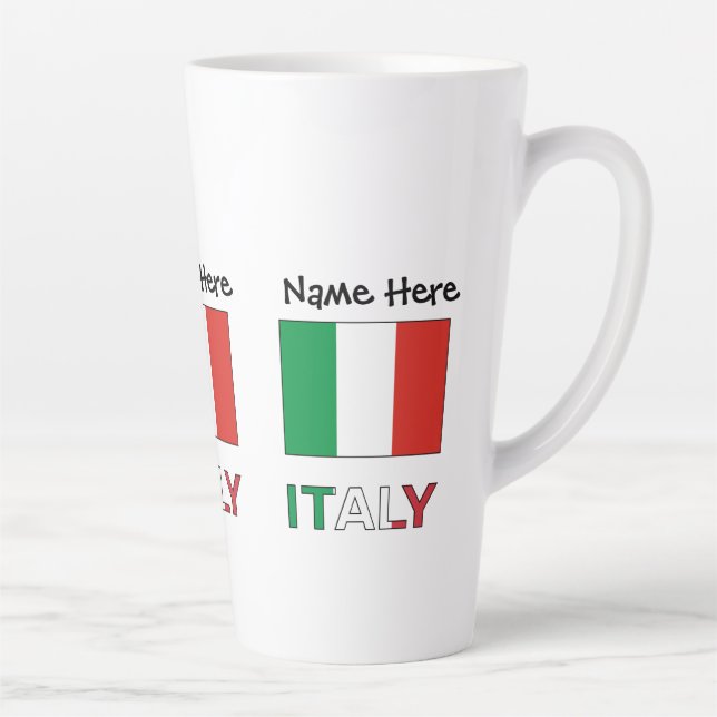 Tasse Latte Drapeau italien avec votre nom (Droite)