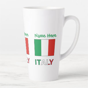 Tasse Latte Drapeau Italien Tricolore Moderne Nom Ici