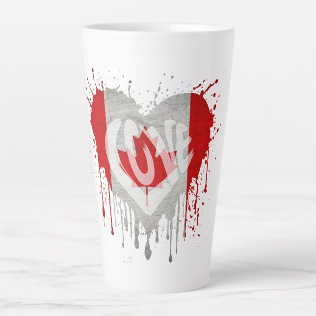 Tasse Latte Drapeau J'aime Canada (Devant)