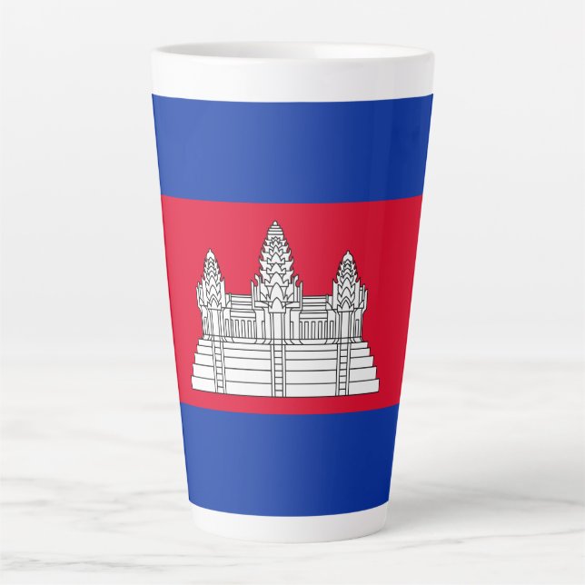 Tasse Latte Drapeau patriotique cambodgien (Devant)