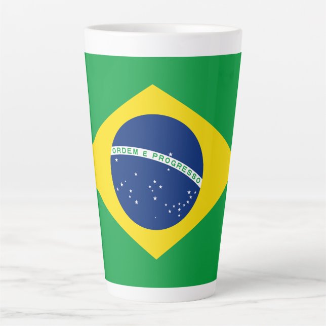 Tasse Latte Drapeau patriotique du Brésil (Devant)