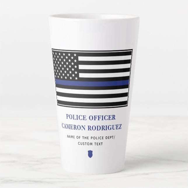 Tasse Latte Drapeau personnalisé de l'officier de police de la (Devant)