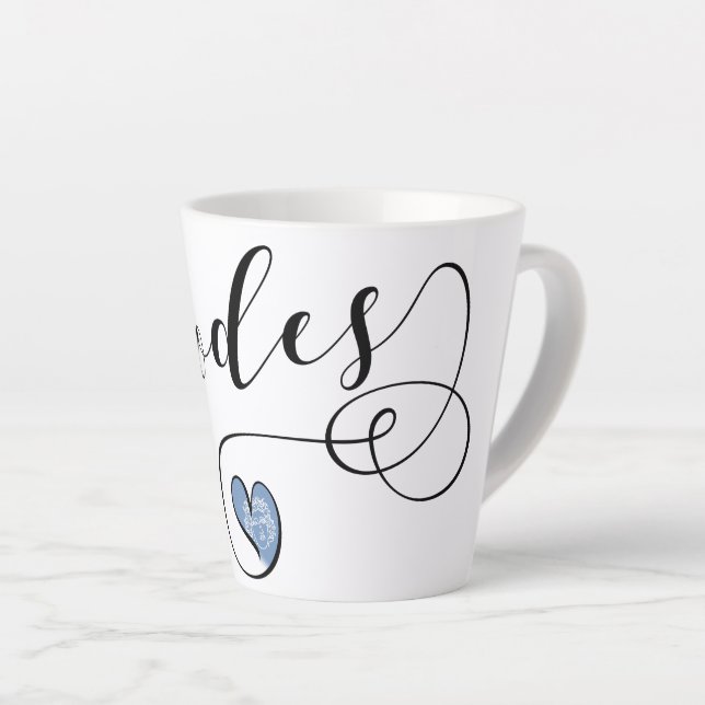 Tasse Latte Drapeau Rhodes En Coeur, Grèce (Angle droit)