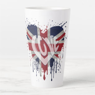 Tasse Latte Drapeau Royaume-Uni Amour