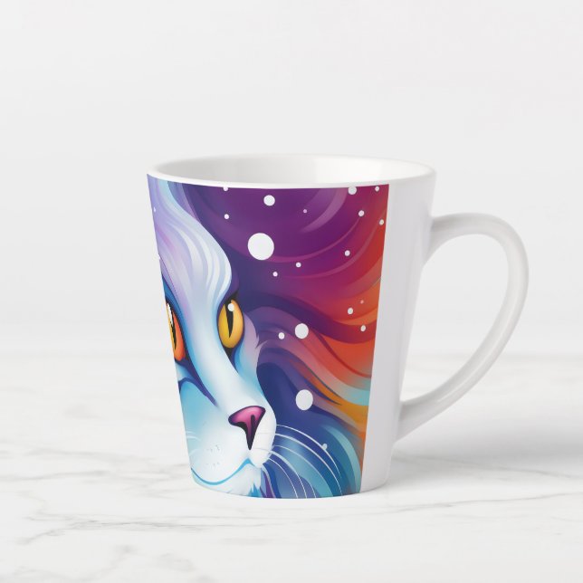 Tasse Latte Dream Cat monde Abstrait des couleurs (Droite)