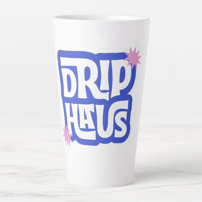 Tasse Latte Drip Haus – Logo Retro Ludique (Devant)