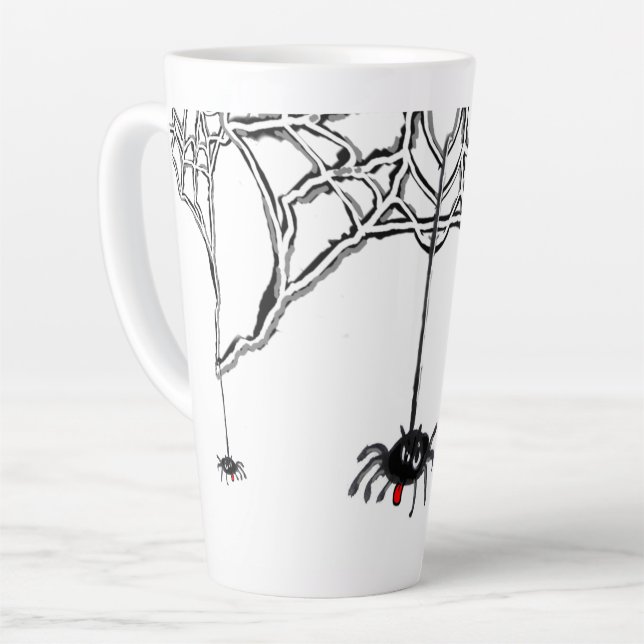Tasse Latte Drôle Aiders Cartoon Cust. Musique en latte blanch (Angle gauche)