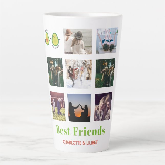 Tasse Latte Drôle BFF PHOTO COLLAGE Cadeau personnalisé AVOCAD (Devant)