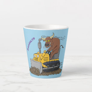 Tasse Latte Drôle bulldozer de conduite de taureaux