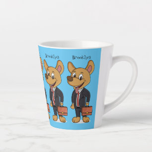 Tasse Latte Drôle chien en costume d'entreprise dessin animé