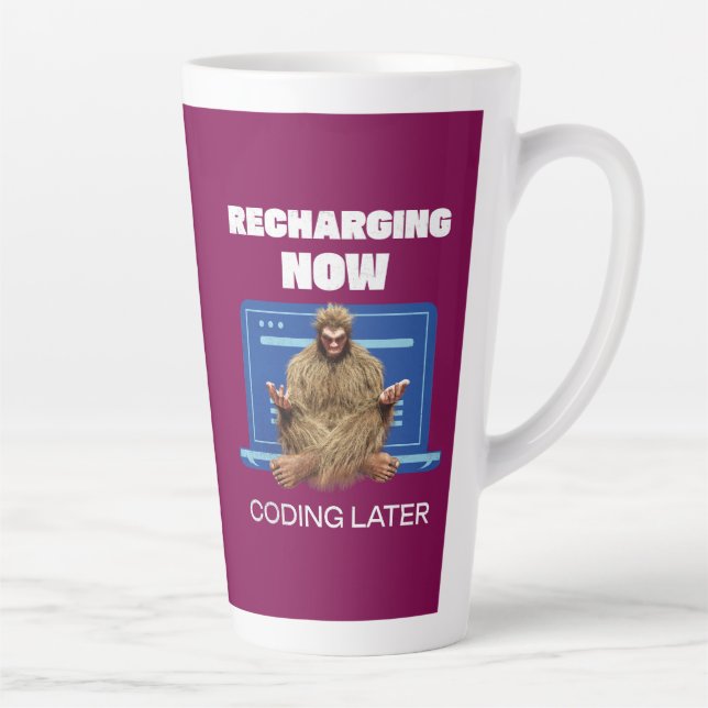 Tasse Latte Drôle de Bigfoot Programmeur Rechargeant le Codage (Droite)