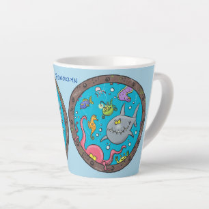 Tasse Latte Drôle des créatures marines sous l'eau dessin anim