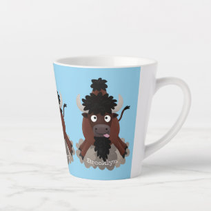 Tasse Latte Drôle dessin animé de bison de buffle
